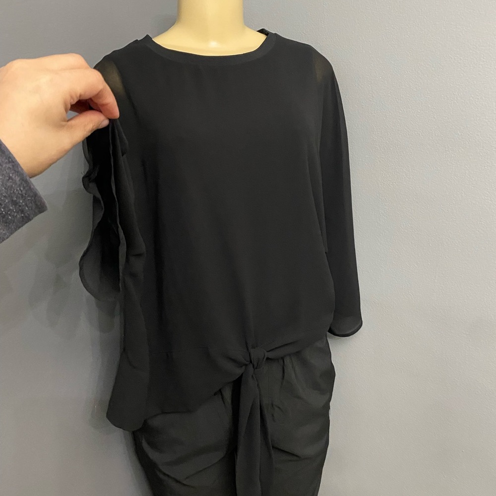 Zara mesh sheer dressy oversized twist front top Xs